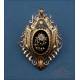 Antiguo broche de oro 18K con flor de diamantes y perla c 1870
