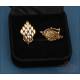 Conjunto de sortija y pendientes vintage en oro de 18K y diamantes naturales