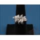 Vintage 18K white gold flower shaped ring with natural diamonds