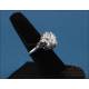 Vintage 18K white gold flower shaped ring with natural diamonds
