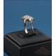 Vintage 18K white gold flower shaped ring with natural diamonds