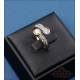 Vintage 18K gold Toi et Moi ring with double central zirconia and pave
