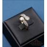 Vintage 18K gold Toi et Moi ring with double central zirconia and pave