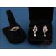 Vintage 18K Gold Jewelry Set, Cabochon Rubies and Diamonds, 1990s