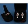 Vintage 18K Gold Jewelry Set, Cabochon Rubies and Diamonds, 1990s