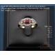 Vintage 18K Gold Jewelry Set, Cabochon Rubies and Diamonds, 1990s