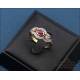 Vintage 18K Gold Jewelry Set, Cabochon Rubies and Diamonds, 1990s