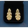 Vintage 18K Gold Articulated Earrings, Zircons and Jet Stones, 1980s90s