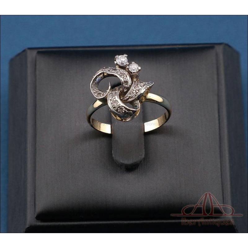 Vintage 18K gold ring with zirconia, from the 1960s70s