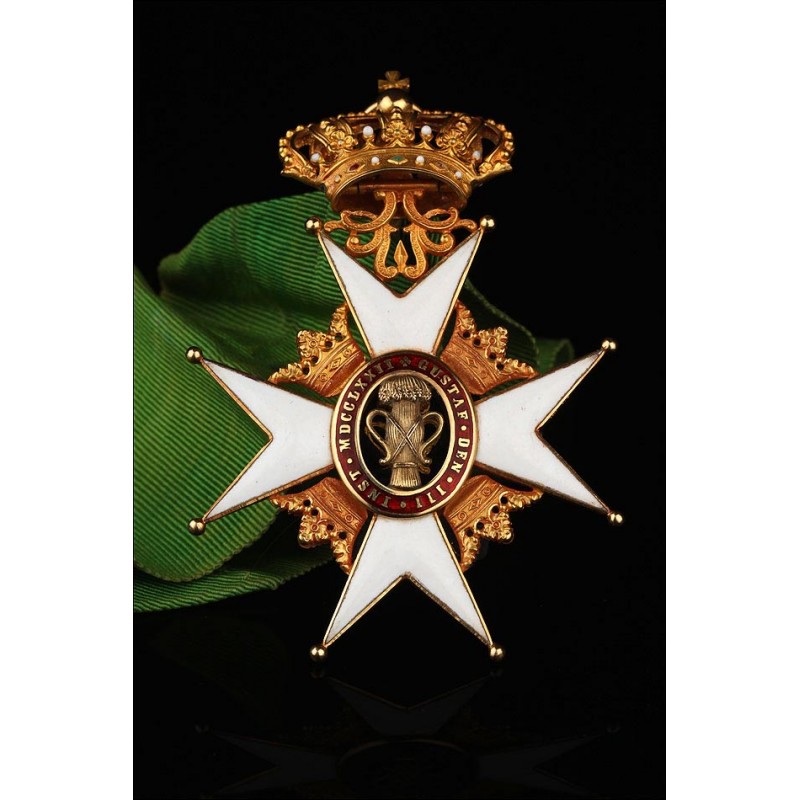 Royal Order of Vasa in 18K Solid Gold, Commander Category. Sweden, Circa 1900