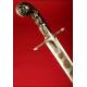 Spectacular Ottoman Kilij in Solid Silver with Gold Inlay. XIX Century