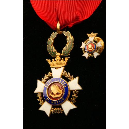 España, Orden de Dert-Ilerca. Condecoración Formada por Cruz de Cuello y Miniatura. Años 60.