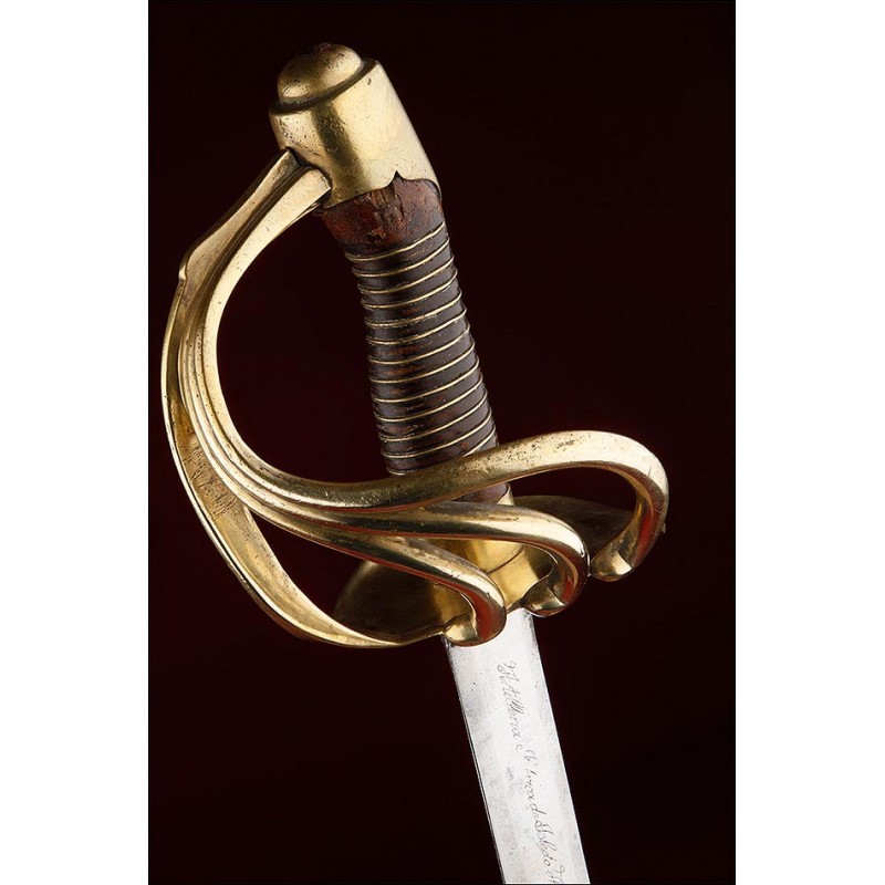 Beautiful Heavy Cavalry Sword Model 1832 with brass handle. Toledo, 1851