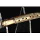 Beautiful Sevillian Navaja with horn and brass handles. Carved Steel Blade. XIX Century