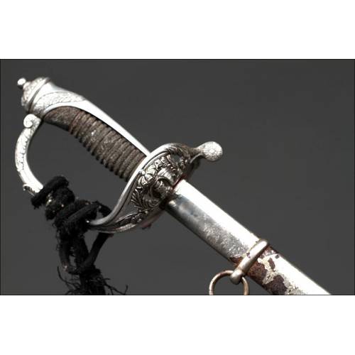 Espada Para Oficial de Ingenieros Fabricada en Toledo, Circa 1890. Con Vaina y Bien Conservada
