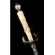 Beautiful Hunting Dagger with Ivory and Brass Hilt. Spain, XVIII Century