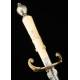 Beautiful Hunting Dagger with Ivory and Brass Hilt. Spain, XVIII Century