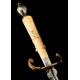 Beautiful Hunting Dagger with Ivory and Brass Hilt. Spain, XVIII Century