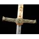 Antique Steel Dagger with Ivory and Brass Hilt. Spain, XIX Century