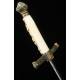 Antique Steel Dagger with Ivory and Brass Hilt. Spain, XIX Century