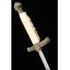 Antique Steel Dagger with Ivory and Brass Hilt. Spain, XIX Century