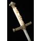 Antique Steel Dagger with Ivory and Brass Hilt. Spain, XIX Century