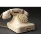 Decorativo Teléfono Vintage Alemán, Fabricado en Baquelita Blanca en los Años 40. Funcionando