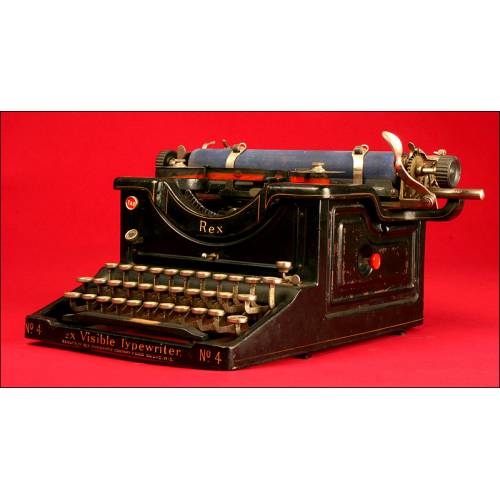 Rara Máquina de Escribir Rex Visible Nº 4. EE.UU., 1.914. Original y en Funcionamiento