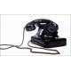 Elegant German Black Bakelite Telephone, 1950's. Adapted to Current Line. Working