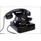 Elegante Teléfono Alemán de Baquelita Negra, Años 50. Adaptado a Línea Actual. Funcionando