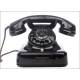 Elegant German Black Bakelite Telephone, 1950's. Adapted to Current Line. Working