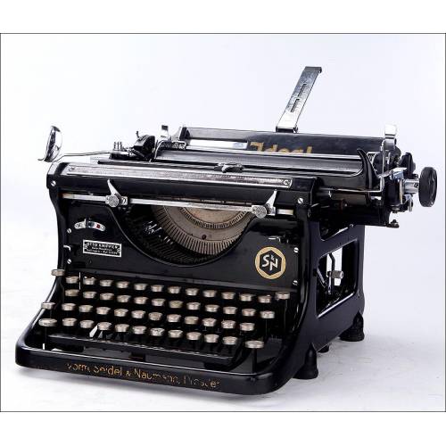 Hermosa Máquina de Escribir Antigua Ideal C en Funcionamiento. Alemania, Circa 1919