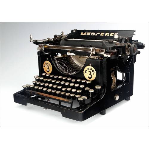 Antigua Máquina de Escribir Mercedes 3. Teclado español. En Funcionamiento. Alemania, Años 20
