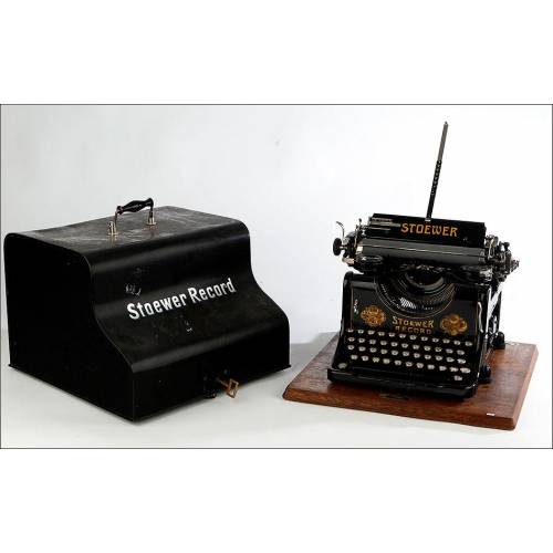Máquina de Escribir Stoewer Record. Alemania, 1921. Con Estuche Original y Funcionando