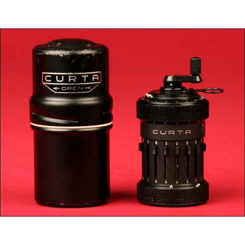 Innovative Curta I Portable Calculator with Original Case, 1950's.