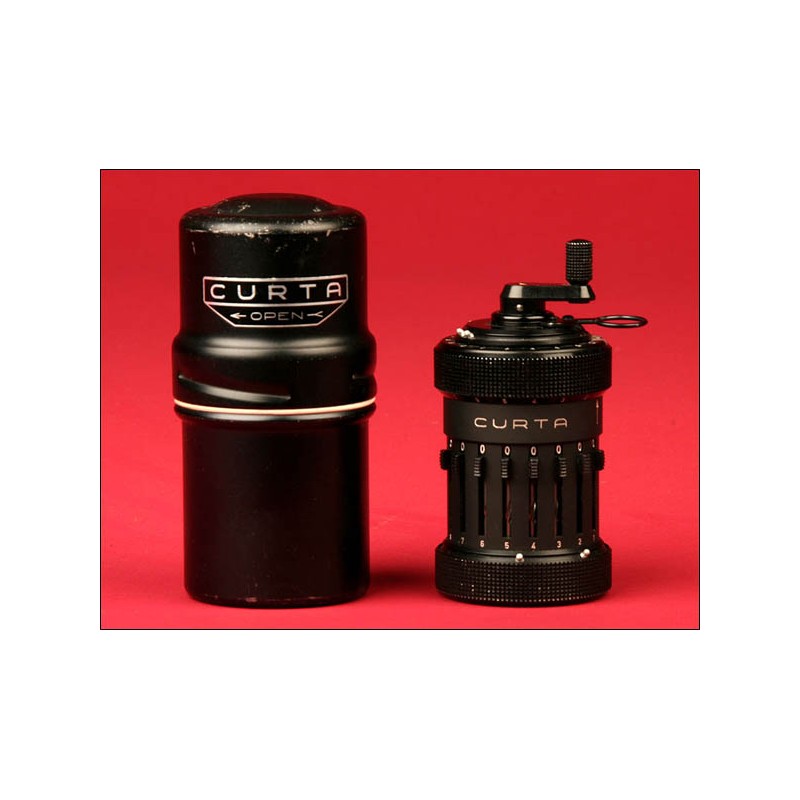 Innovative Curta I Portable Calculator with Original Case, 1950's.