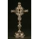 Impressive Spanish Solid Silver Reliquary. XIX Century. With Contrasts and Reliquary.