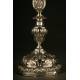 Impressive Spanish Solid Silver Reliquary. XIX Century. With Contrasts and Reliquary.