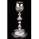 Antique Solid Silver Chalice with Paten. France, Late XIX Century