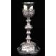 Antique Solid Silver Chalice with Paten. France, Late XIX Century