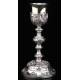 Antique Solid Silver Chalice with Paten. France, Late XIX Century