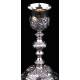 Antique Solid Silver Chalice with Paten. France, Late XIX Century