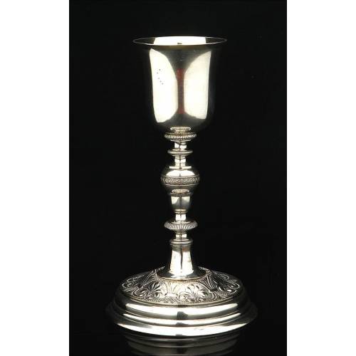 Stylized Antique Solid Silver Chalice in Good Condition. France, Late XIX Century