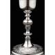 Stylized Antique Solid Silver Chalice in Good Condition. France, Late XIX Century