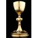 Fantastic Solid Silver Chalice with Paten and Case. France, Late 19th Century