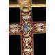 Curious Hanging Reliquary Crucifix in Good Condition. Late 19th Century.