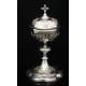 Impressive Solid Silver Eucharistic Ciborium. France, XIX Century