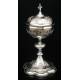 Impressive Solid Silver Eucharistic Ciborium. France, XIX Century