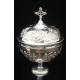 Impressive Solid Silver Eucharistic Ciborium. France, XIX Century