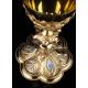 Antique Silver Chalice with Rubies and Enamels. France, XIX Century